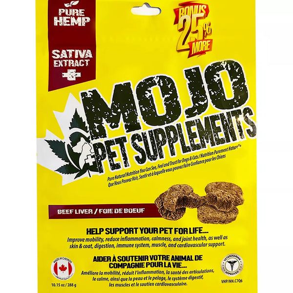 Mojo Pet Supplements Hemp Sativa Chewable Tablets for Dogs & Cats - Beef Liver