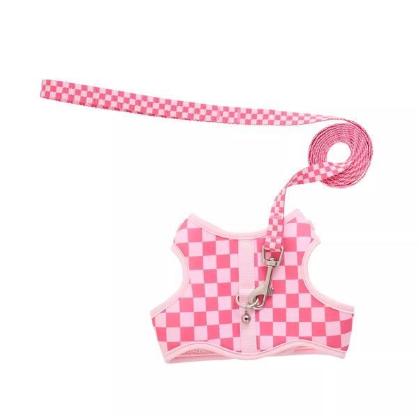 Whisker City® Pink Checkered Cat Harness and Leash Combo Set