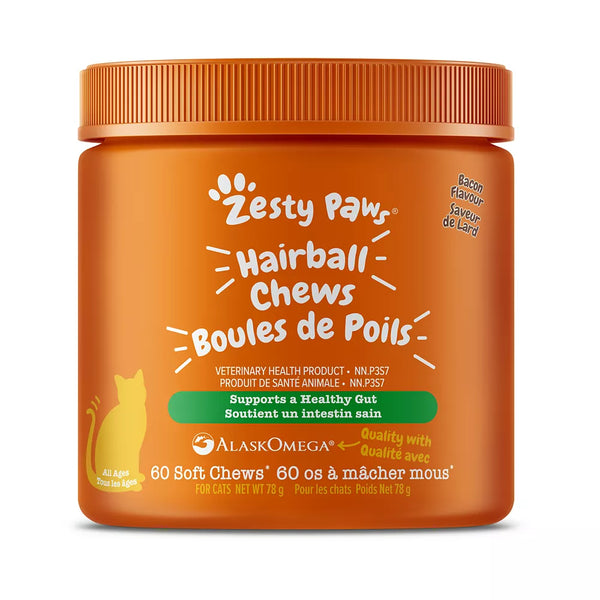 Zesty Paws® Hairball Soft Chews for Cats - Bacon, 60 count