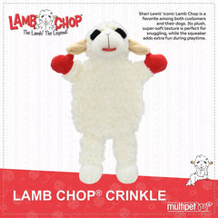 Multipet Lamb Chop Crinkle Squeaker Plush Dog Toy