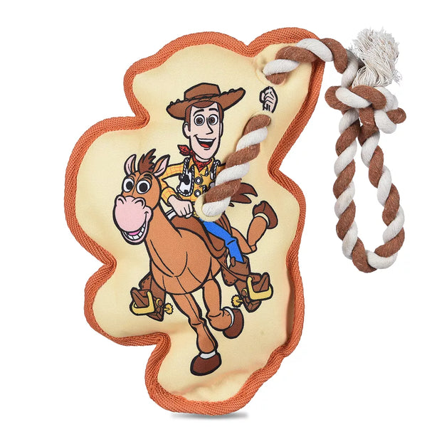 Woody Stuffing-Free Lasso Rope Squeaker Crinkle Plush Dog Toy