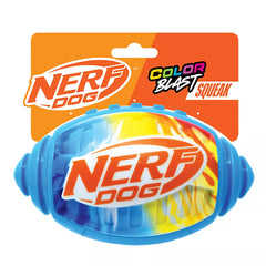 Nerf Color Blast Squeaker Football Dog Toy