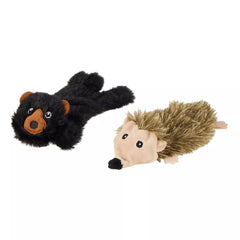 Joyhound® Crazy Comfy Flattie Bear and Hedge Hog Squeaker Crinkle Plush Dog Toy