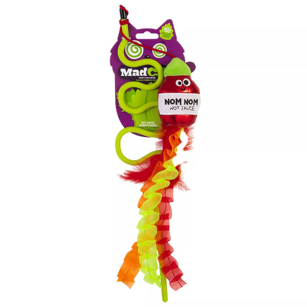 Mad Cat® Nom Nom Hot Sauce with Catnip + Silverline Wand Cat Toy