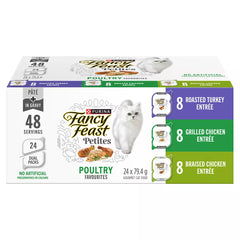 Fancy Feast Wet Cat Food Petites - Poultry Favourites Variety Pack, 24 ct