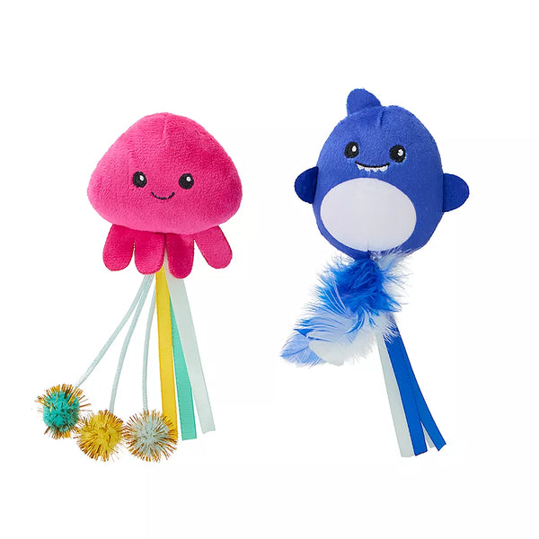 Whisker City® Octopus and Dolphin Plush Cat Toy 2-Pack