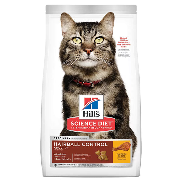 Hill's Science Diet Dry Cat Food Hairball Control Senior 7+ - Chicken, 15.5 lb