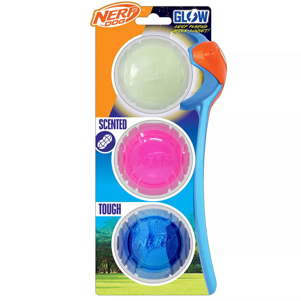 Nerf Scent Glow-In-The-Dark Light Balls Dog Toy 3 Count