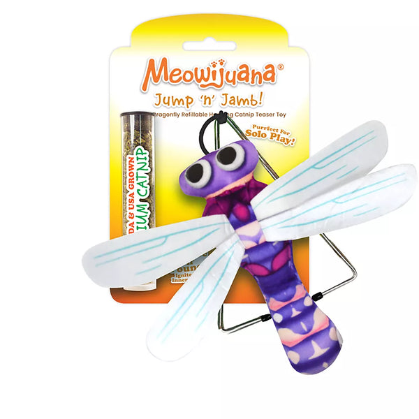 Meowijuana® Jump 'n' Jamb Flashy Dragonfly Refillable Catnip Swinging Teaser Cat Toy
