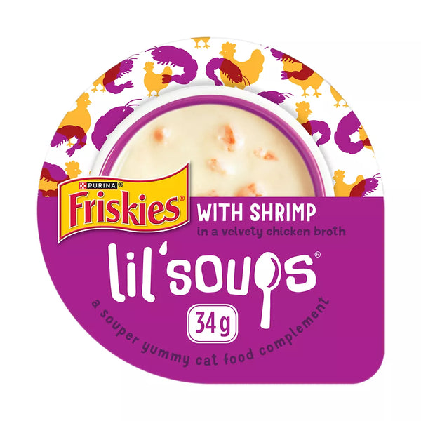 Friskies Wet Cat Food Compliment - Lil' Soups Shrimp in a Velvety Chicken Broth, 34 g