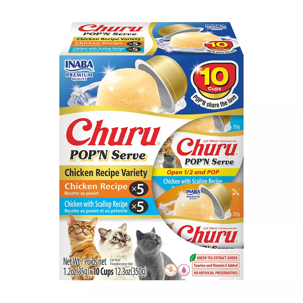 Inaba Churu Cat Treat POP'N Serve - Chicken Flavour, 350 g, 10 Pack