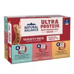 Natural Balance Ultra Protein Wet Cat Food - Cuts in Gravy Variety Pack, 12 ct