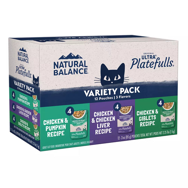 Natural Balance Original Ultra Wet Cat Food Platefulls - Variety Pack, 12 ct