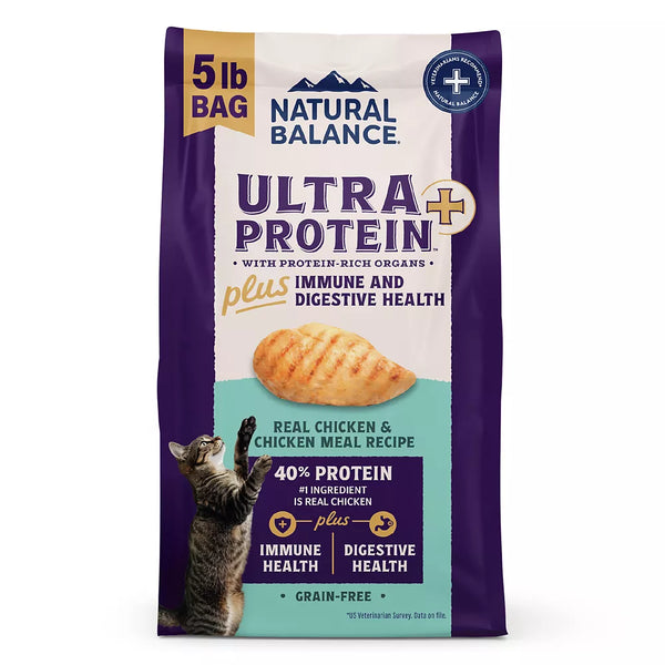Natural Balance Ultra Protein+ Dry Cat Food, Immune and Digestive Health Real Chicken & Chicken Meal