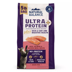 Natural Balance Ultra Protein+ Dry Cat Food, Skin/Coat/Digestive Health, Real Salmon & Chicken Meal