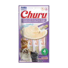 Inaba Churu Lickable Cat Treat Creamy Puree - Chicken with Shrimp Flavour, 4ct