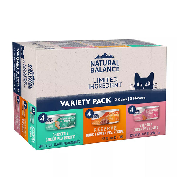 Natural Balance Limited Ingredient Wet Cat Food - Pate Variety Pack, 12 ct