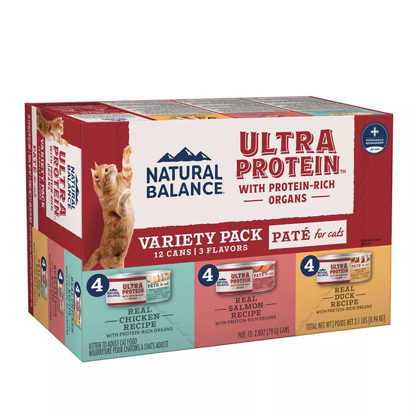 Natural Balance Ultra Protein Wet Cat Food - Pate Variety Pack, 12 ct