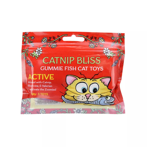 Multipet® Bliss Active Catnip and Herbal Blend Gummy Fish 3ct Cat Toy