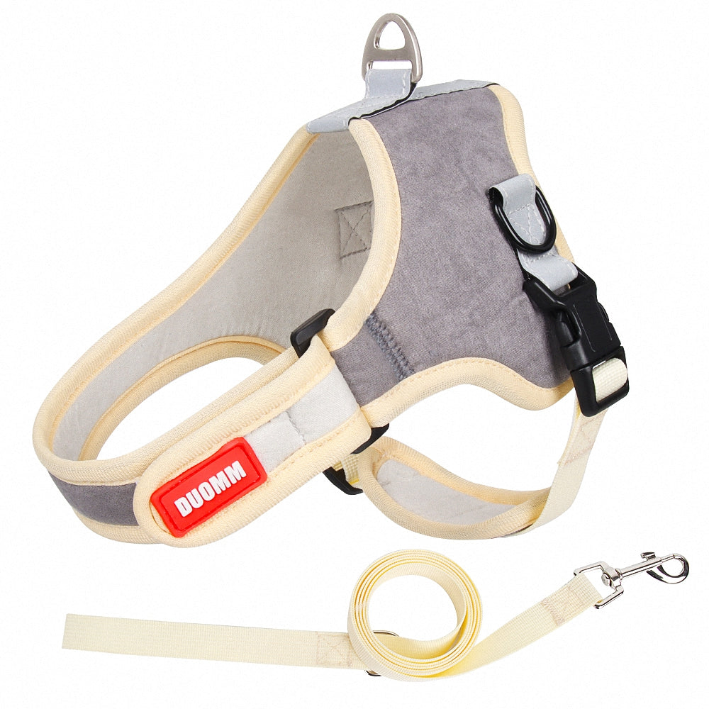 Suede Saddle Pet Harness & Leash