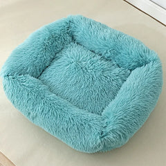 Square plush cat bed