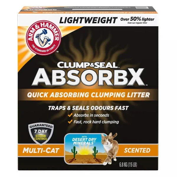 Arm & Hammer Clump & Seal AbsorbX Multi-Cat Clumping Scented Cat Litter, 6.8kg