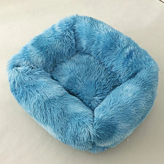 Square plush cat bed