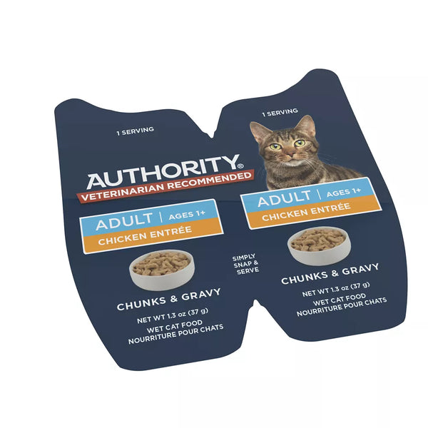 Authority Cat - Adult, Wet Food, Split Cup, Chunks, Gravy, Chicken, 2.65 OZ
