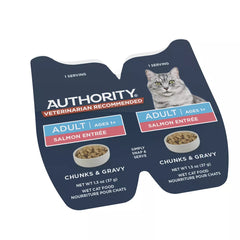 Authority Cat - Adult, Wet Food, Split Cup, Chunks, Gravy, Salmon, 2.65 OZ