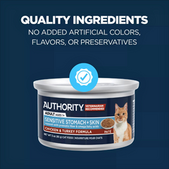 Authority Sensitive Stomach & Skin Cat Food Pâté – Chicken & Turkey 3oz