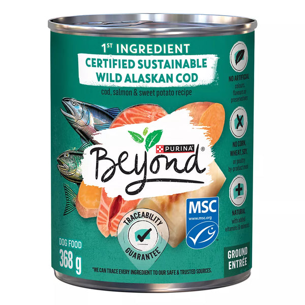 Beyond Adult Wet Dog Food Ground Entrée -  Alaskan Cod, Salmon & Sweet Potato Recipe, 368 g