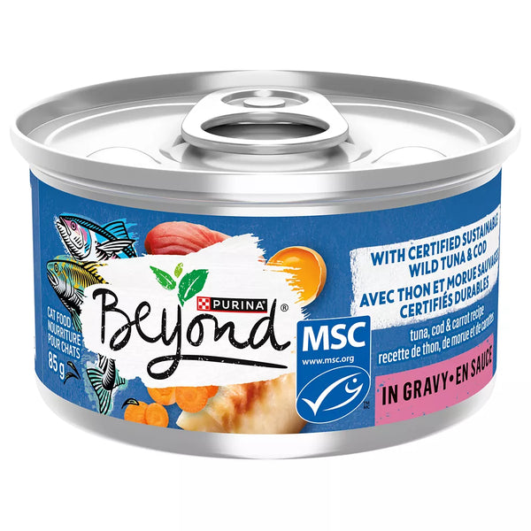 Beyond Wet Cat Food In Gravy Wild Caught Tuna, Wild Alaskan Cod & Carrot, 85 g