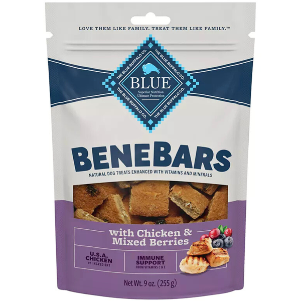 Blue Buffalo Benebars Natural Immune Support All Life Stage Dog Treats - Chicken & Mixed Berries