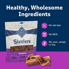 Blue Sizzlers Natural Pork Dog Treats – No Corn, Wheat, Soy, or Artificial Preservatives