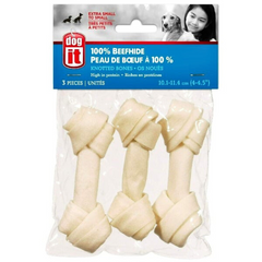 Dogit White Beefhide Knotted Bone – High-Protein Dental Chew (Multi-Size Packs)