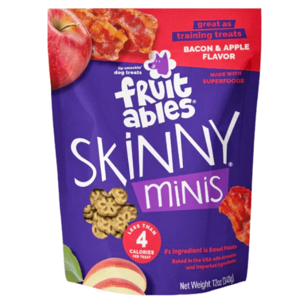 Fruitables Skinny Minis Apple Bacon Dog Treats – Low Calorie & Grain-Free