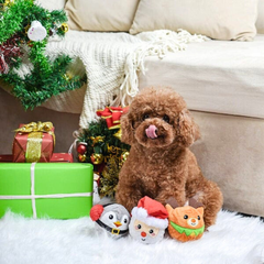 HugSmart Holiday Dog Toy – Happy Woofmas Plush Ball ReindeerPenguinSanta