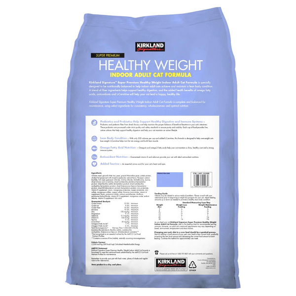 Kirkland Cat Food 20 lbs Healthy Weight Formula for Indoor Cats