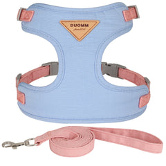 Light blue pet harness and leash set