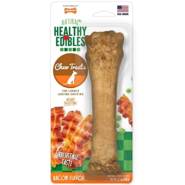 Nylabone Healthy Edibles Bacon Wolf Dog Chew – All-Natural & Digestible Treat