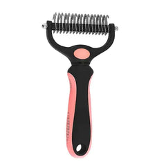 Professional Undercoat Brush: Easy Grooming with a Double-Sided Rake (pink)