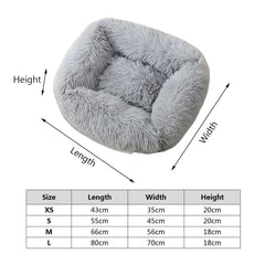 Square plush cat beds with measurements