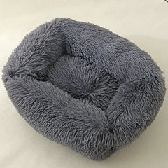 Square plush cat bed