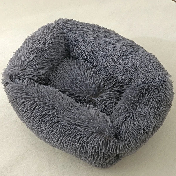 Square plush cat bed
