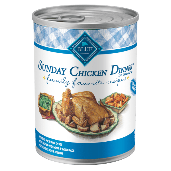 BLUE Family Favorite Recipes Sunday Chicken Dinner Canned Dog Food