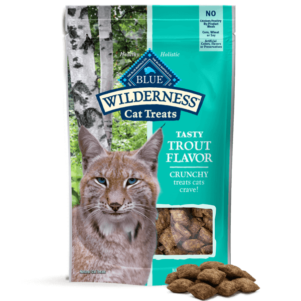 BLUE Wilderness Grain Free Crunchy Cat Treats; Tasty Trout Flavor