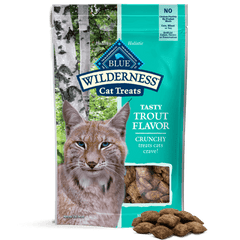 BLUE Wilderness Grain Free Crunchy Cat Treats; Tasty Trout Flavor