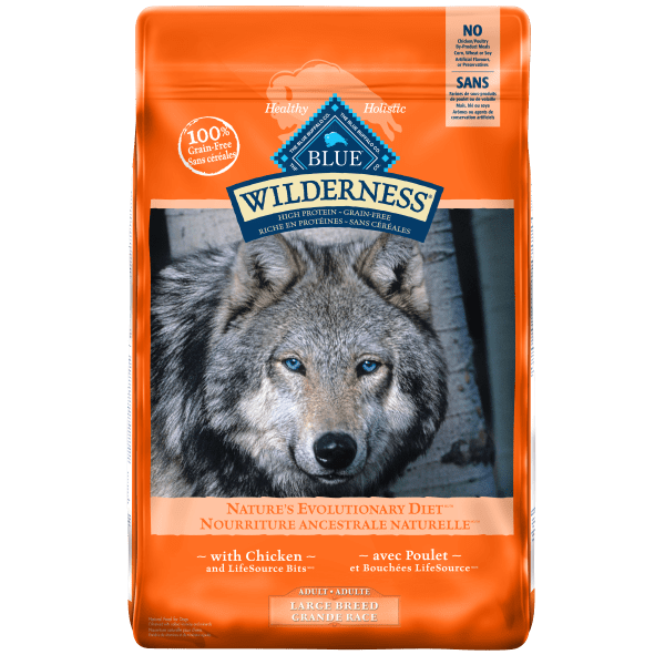 BLUE Wilderness Grain Free Large Breed Chicken Recipe Dry Dog Food, 24lb