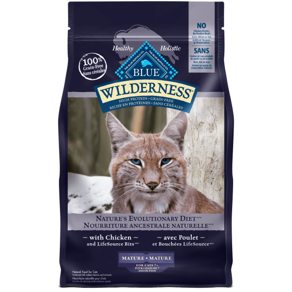 BLUE Wilderness Grain Free Mature Chicken Recipe Dry Cat Food, 5lb