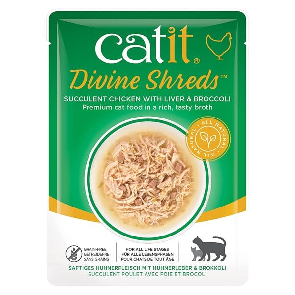 Catit Divine Shreds Chicken with Liver & Broccoli Cat Food Topper